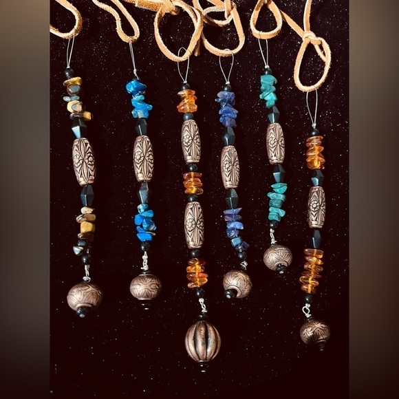 Handcrafted Genuine Stone Ornaments Lapis, Tiger Eye, Amethyst, Amber, Malachite - Picture 2 of 8